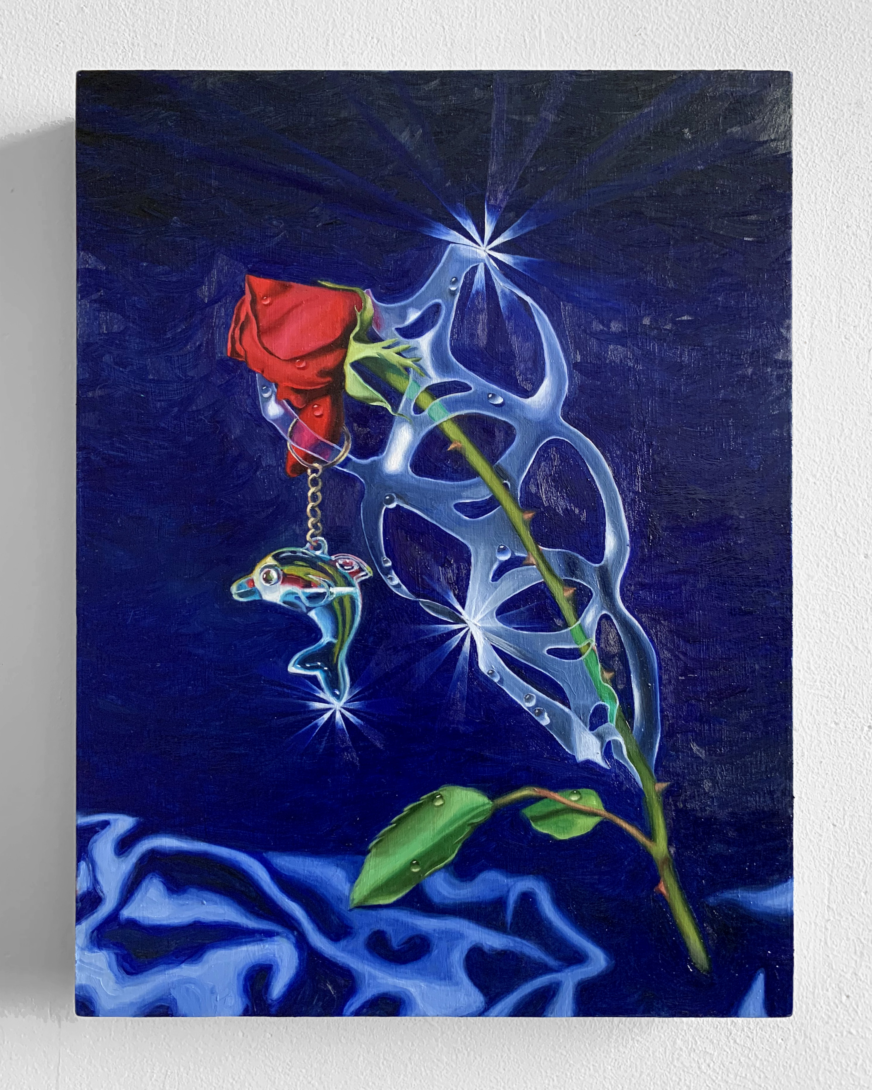 Souvenir, 16x12 2021 <br>oil on woden panel<br><br>A contemporary souvenir in the likeness of Jean Baudrillard’s 1981 essay “The Precession of Simulacra”.